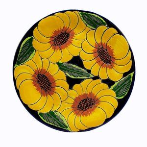 Castillo Sunflowers Plate Mexico Ceramic Pottery Hand Painted Talavera Folk Art